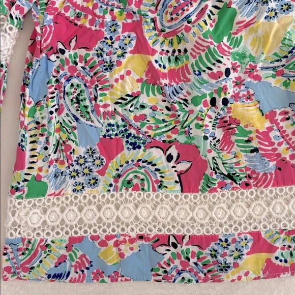 Crown & Ivy | Multicolor Crochet Lace Inset V-Neck Boho Peasant Blouse (M) - Picture 13 of 15